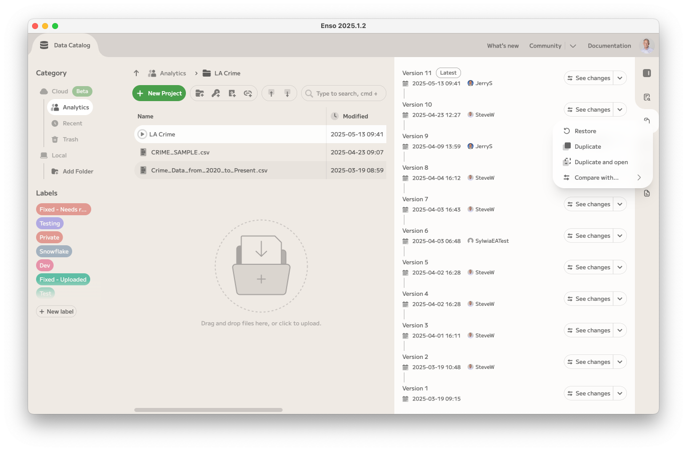 Version history screenshot 1